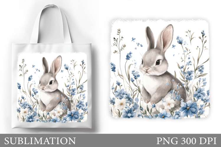 Cute Bunny Sublimation. Cute Bunny Tote Bag Design