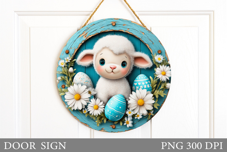 Easter Lamb Door Sign Design. Easter Door Sign Sublimation