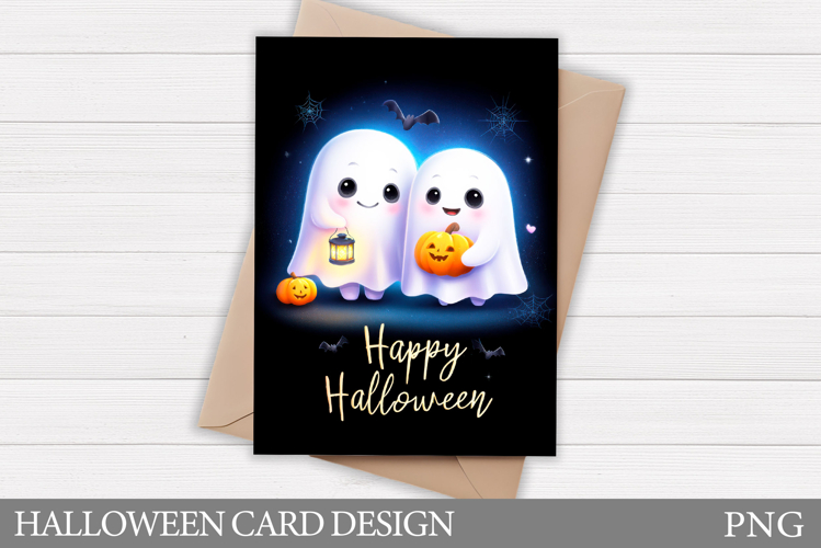 Cute Halloween Card Design. Halloween Ghost Card Printable