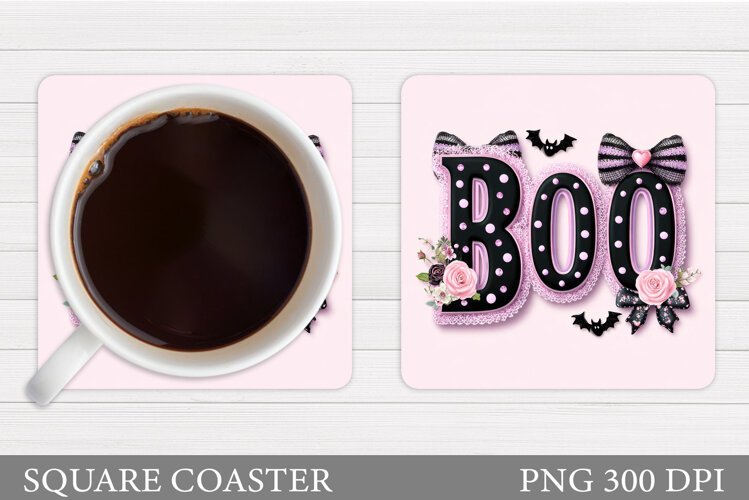 Boo Coaster Design. Halloween Sublimation example image 1