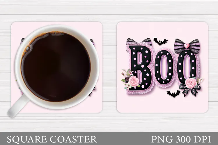 Boo Coaster Design. Halloween Sublimation