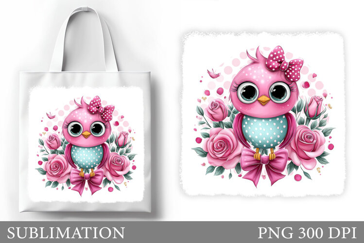 Cute Bird Tote Bag Design. Cute Bird Sublimation example image 1