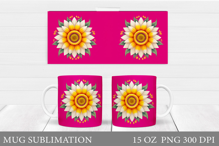 Flower Mug Sublimation. Floral Mug Wrap Design
