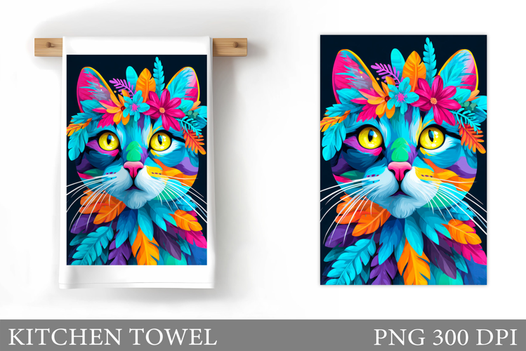 Cat Kitchen Towel Design. Cat Sublimation