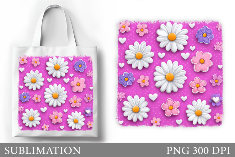 Daisy Flowers Tote Bag. Flowers Sublimation