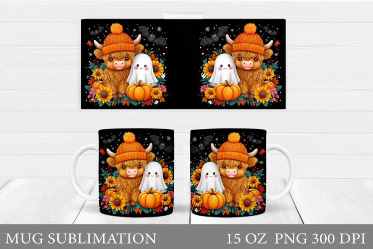 Halloween Cow Mug Design. Halloween Cow Sublimation