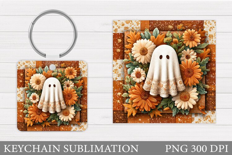 Ghost Keychain Design. Halloween Keychain Sublimation example image 1