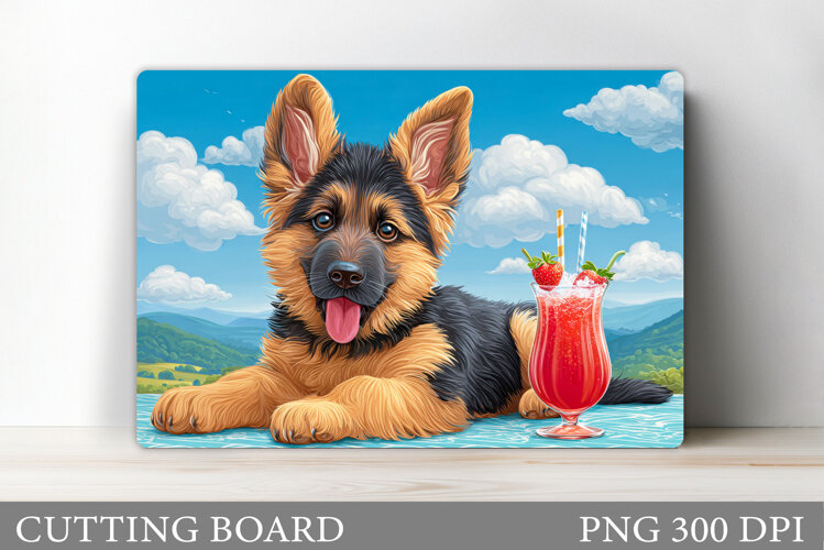 Dog Cutting Board Design. Cute Dog Sublimation example image 1