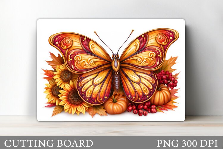 Fall Butterfly Cutting Board. Fall Sublimation example image 1