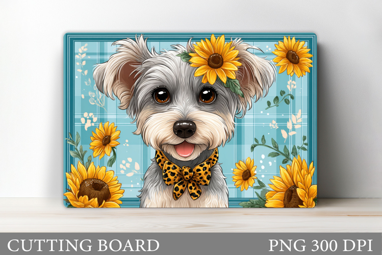 Cute Dog Cutting Board Design. Dog Flowers Cutting Board