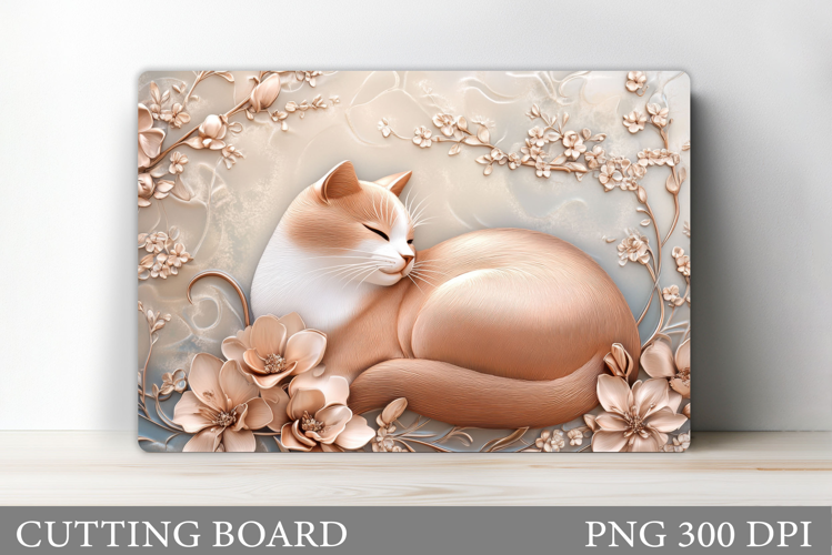 Cute Cat Cutting Board. Cat Flowers Cutting Board Design