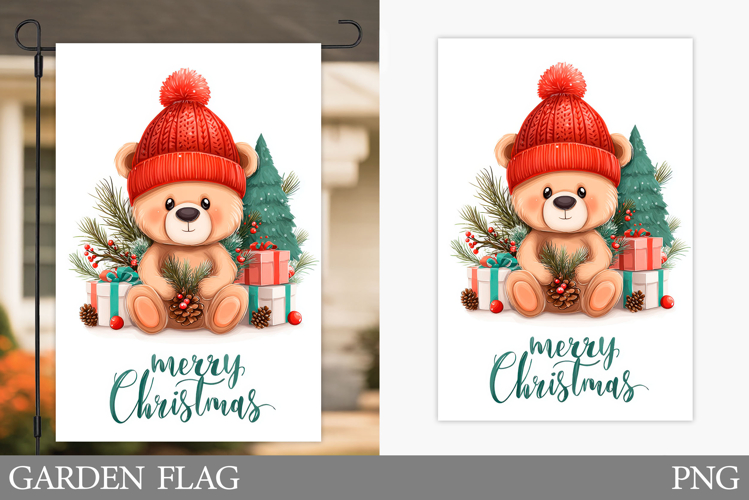 Christmas Bear Garden Flag. Christmas Garden Flag Design