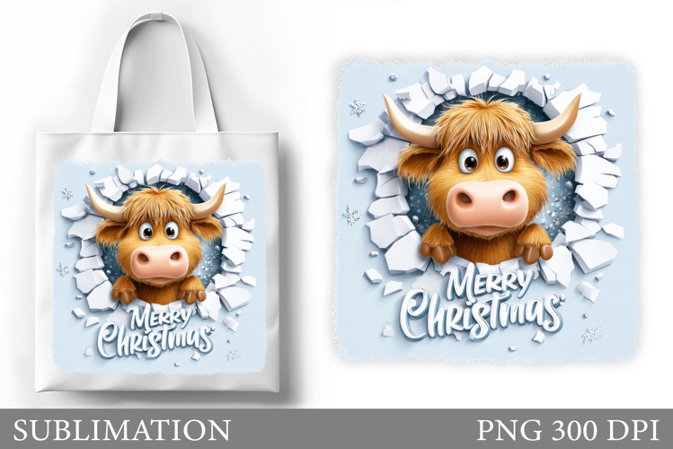 Christmas Cow Tote Bag. Christmas Tote Bag Sublimation
