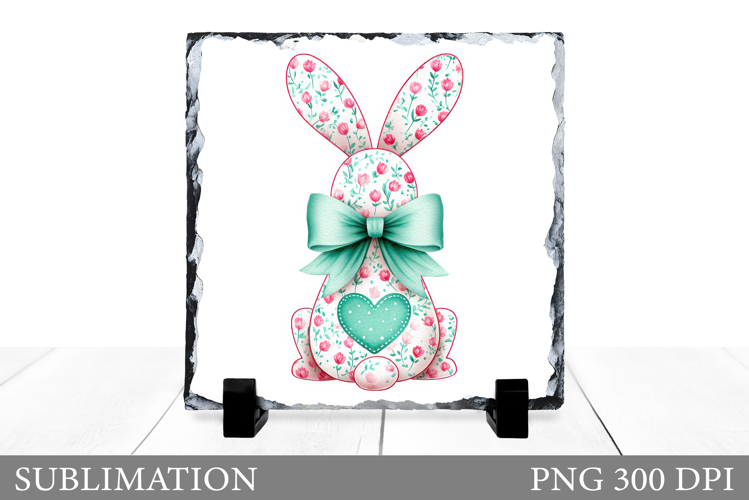 Floral Bunny Sublimation. Cute Bunny Slate Design