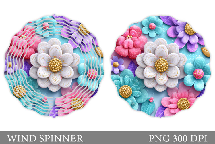Floral Wind Spinner Sublimation. Flowers Wind Spinner Design example image 1