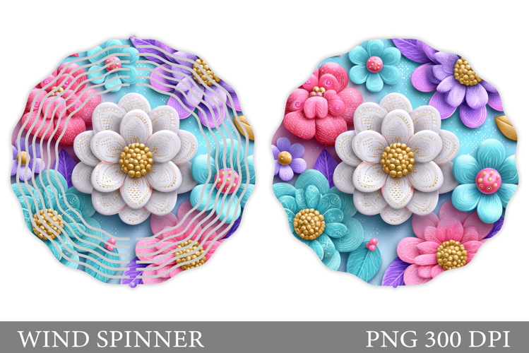 Floral Wind Spinner Sublimation. Flowers Wind Spinner Design