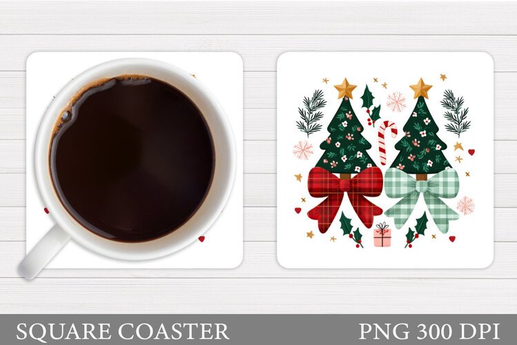 Christmas Tree Coaster Design. Christmas Coaster Sublimation example image 1