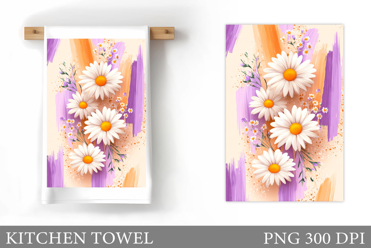 Daisy Flowers Kitchen Towel. Kitchen Towel Sublimation