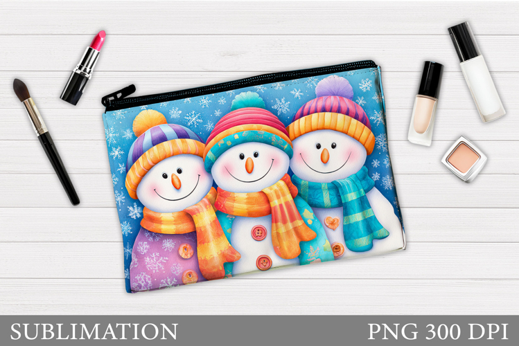 Snowman Cosmetics Bag. Christmas Makeup Bag Sublimation