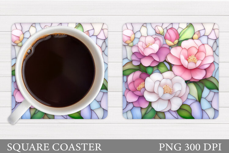 Floral Coaster Design. Flowers Coaster Sublimation example image 1