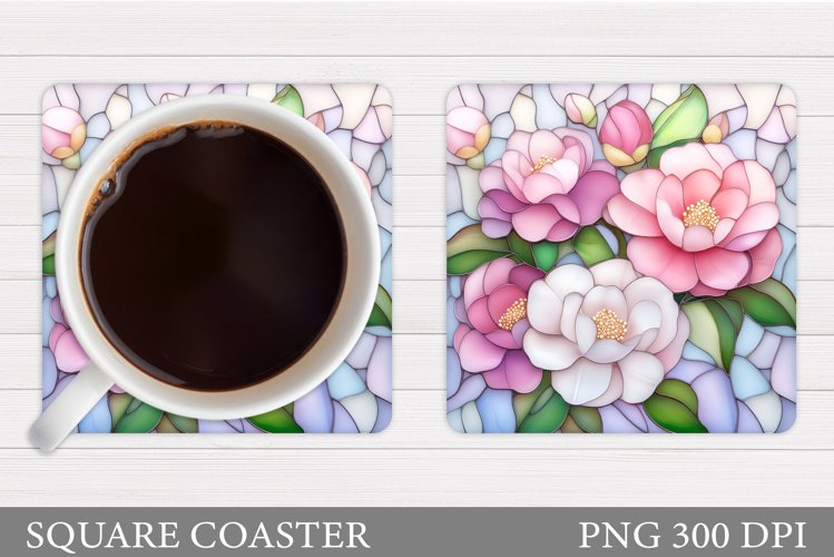 Floral Coaster Design. Flowers Coaster Sublimation