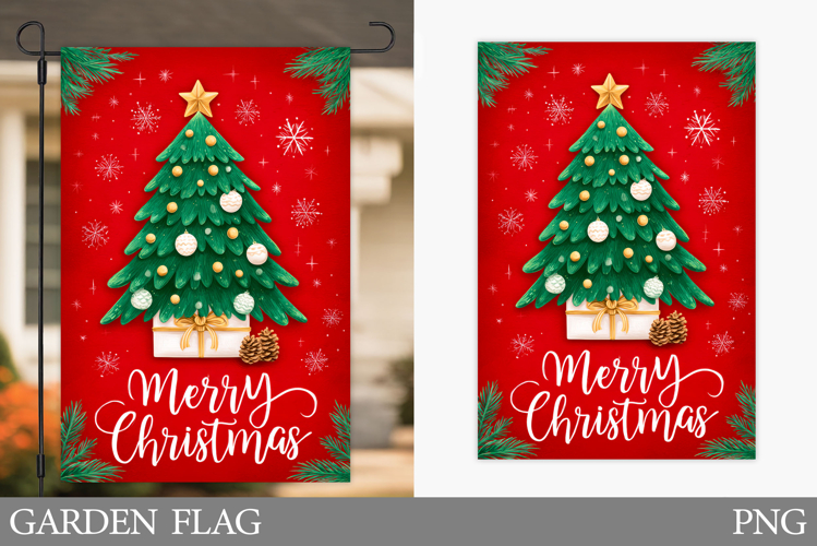 Christmas Tree Garden Flag. Christmas Garden Flag Design