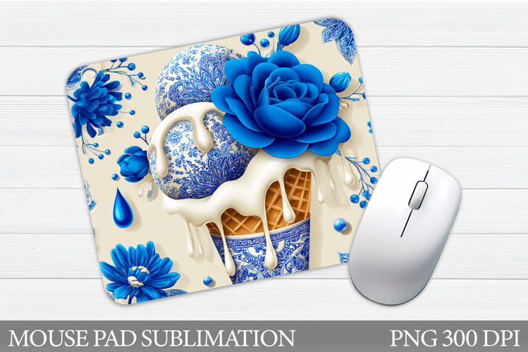 Floral Ice Cream Mouse Pad. Flowers Mouse Pad Sublimation