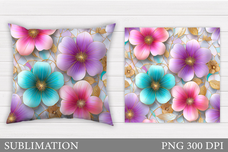 Floral Pillow Sublimation. Flowers Sublimation