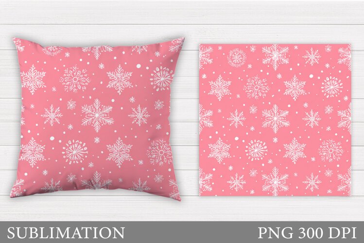Snowflakes Pillow Design. Christmas Pillow Sublimation example image 1