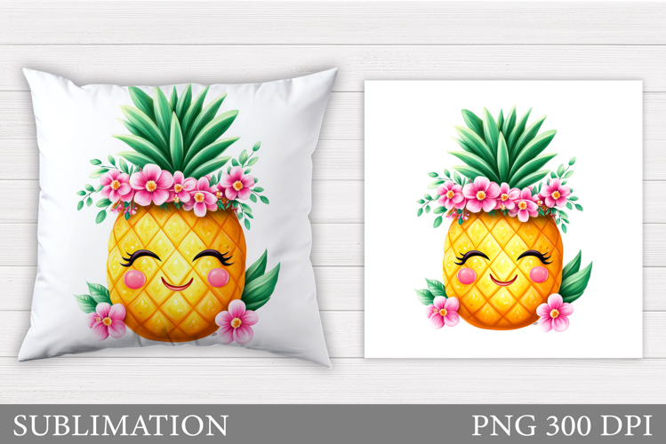 Cute Pineapple Pillow Design. Funny Pineapple Sublimation example image 1