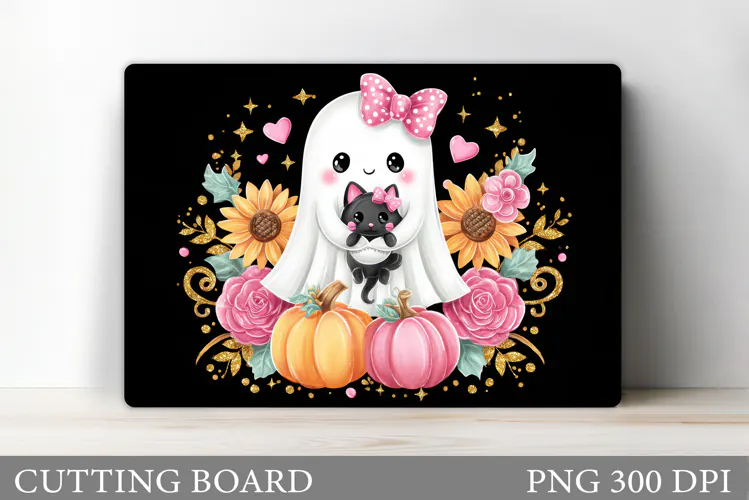 Cute Ghost Cutting Board Design. Halloween Cutting Board