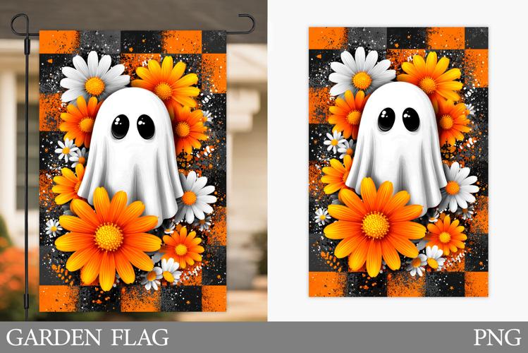 Ghost Garden Flag Sublimation. Halloween Garden Flag Design