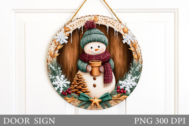 Christmas Snowman Door Sign. Christmas Door Sign Sublimation