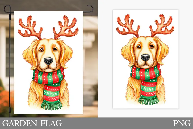 Christmas Dog Garden Flag. Christmas Garden Flag Design