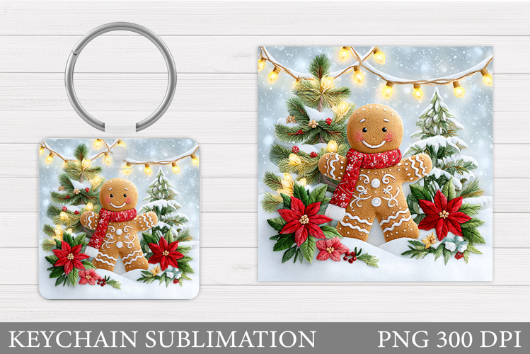 Cute Gingerbread Keychain. Christmas Keychain Sublimation