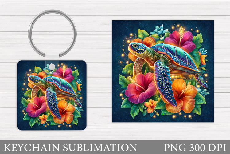 Turtle Keychain Sublimation. Turtle Keychain Design