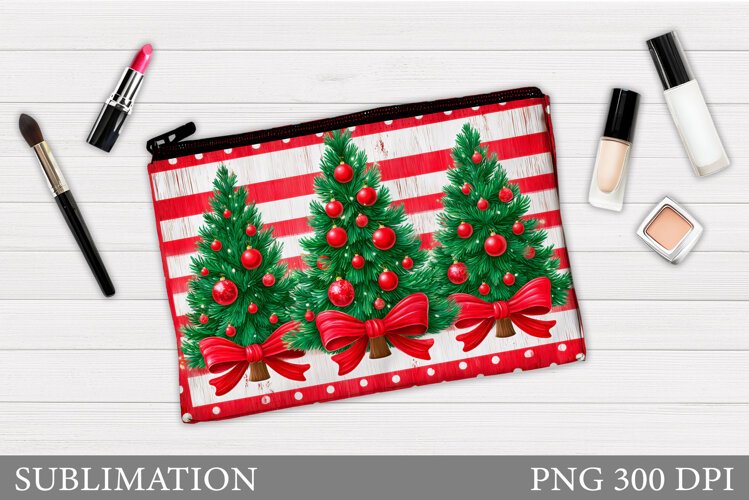 Christmas Cosmetics Bag. Christmas Tree Makeup Bag Design example image 1