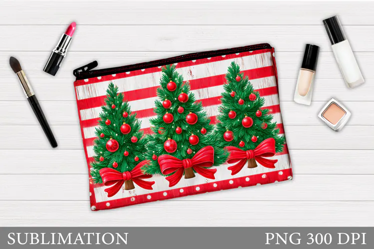 Christmas Cosmetics Bag. Christmas Tree Makeup Bag Design