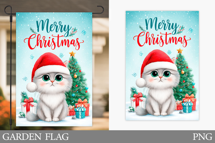 Christmas Cat Garden Flag. Christmas Garden Flag Design