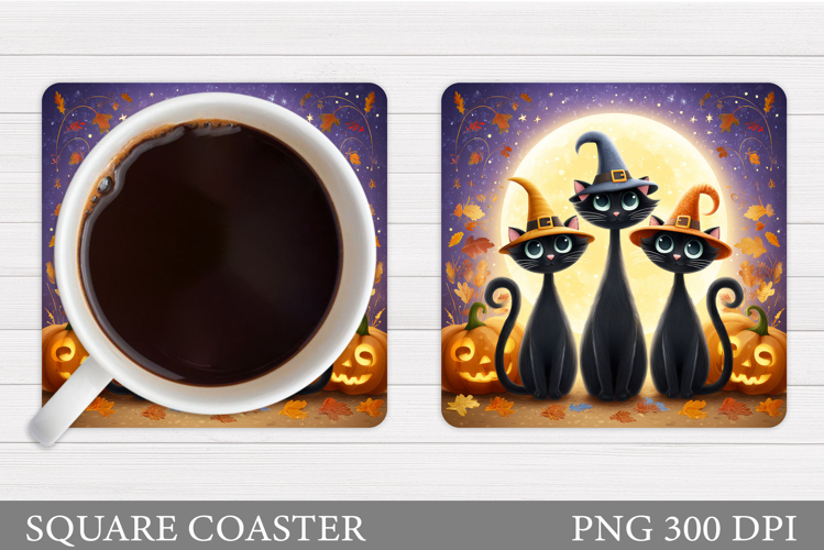 Halloween Cats Coaster Design. Halloween Coaster Sublimation