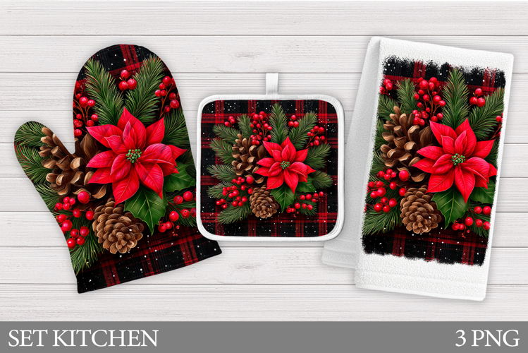 Poinsettia Oven Mitt Design. Christmas Square Pot Holder