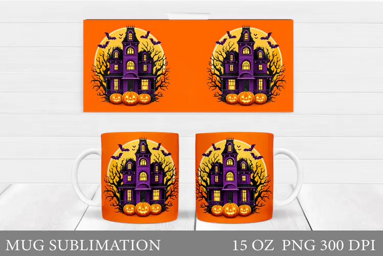 Halloween Mug Wrap Design. Halloween Sublimation