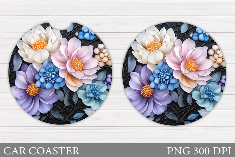 Flowers Car Coaster Design. Flowers Car Coaster Sublimation