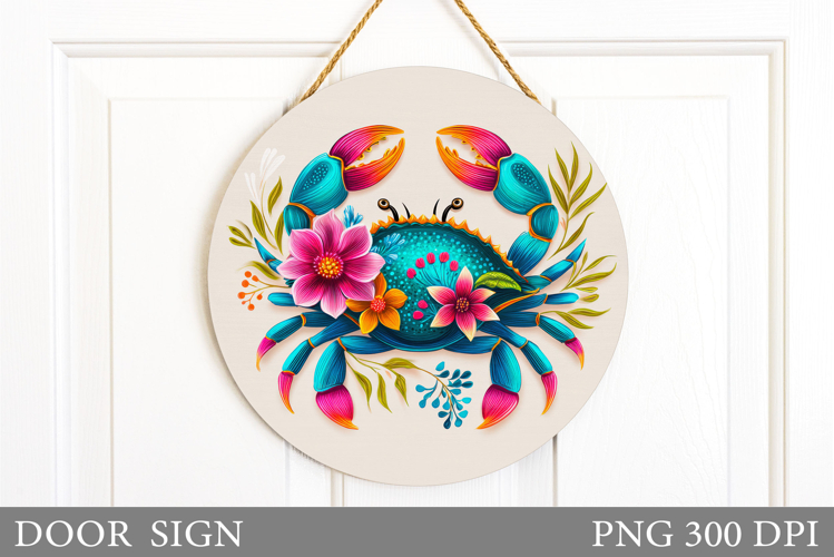 Crab Door Sign Sublimation. Sea Door Sign Design