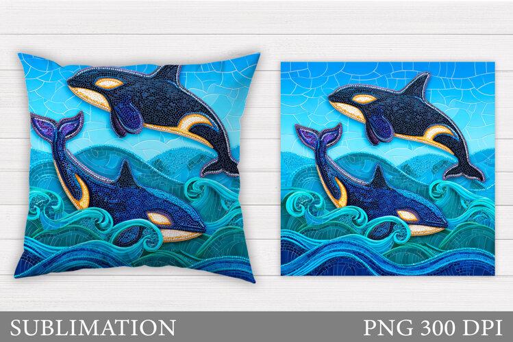 Killer Whale Pillow Design. Killer Whale Sublimation example image 1