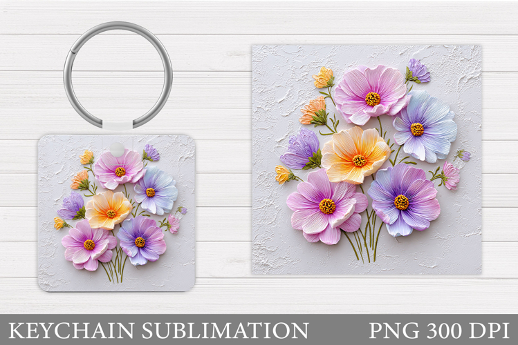 Wildflowers Keychain Design. Flowers Keychain Sublimation