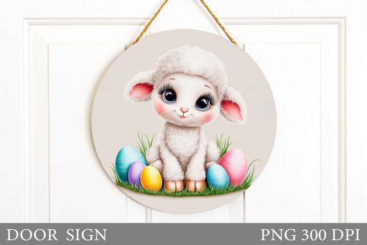 Easter Lamb Door Sign Design. Easter Door Sign Sublimation