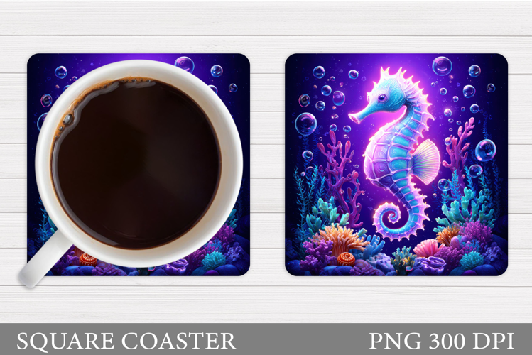 Seahorse Square Coaster. Seahorse Coaster Sublimation