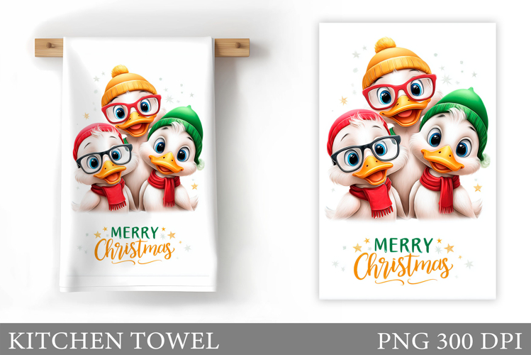 Christmas Duck Kitchen Towel. Christmas Kitchen Towel Design