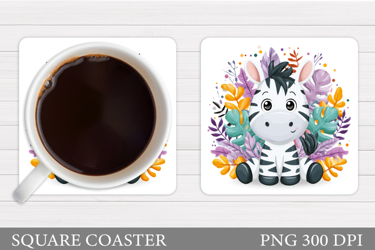 Cute Zebra Coaster Design. Summer Coaster Sublimation
